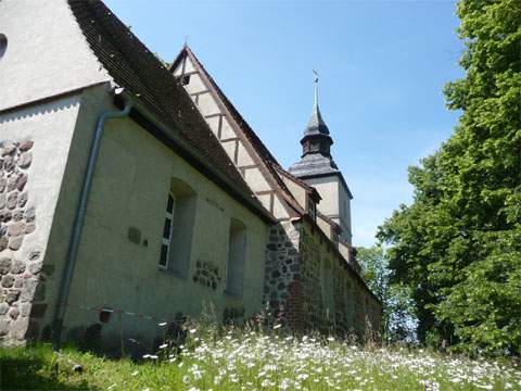 Ein Bltenmeer vor der Lyonel Feininger-Kirche im kleinen Usedomer Ort Benz.