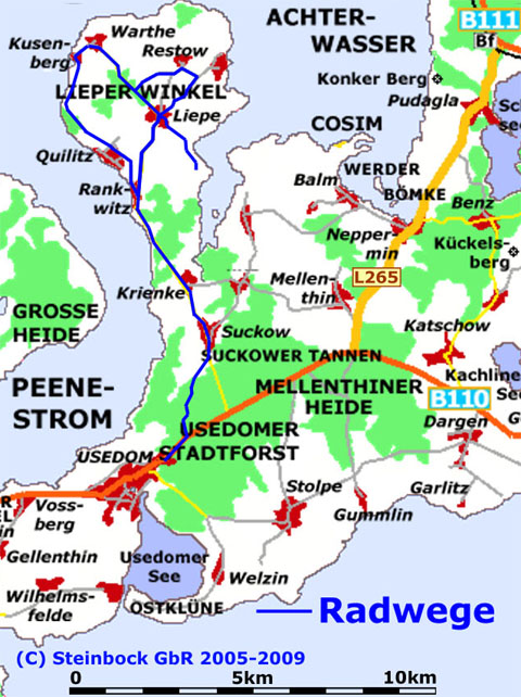 Lieper Winkel, Rankwitz und Warthe: Radwege im Hinterland Usedoms.