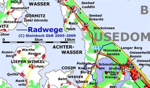 Mit dem Rad ins Usedomer Hinterland: Radwege um Pudagla.